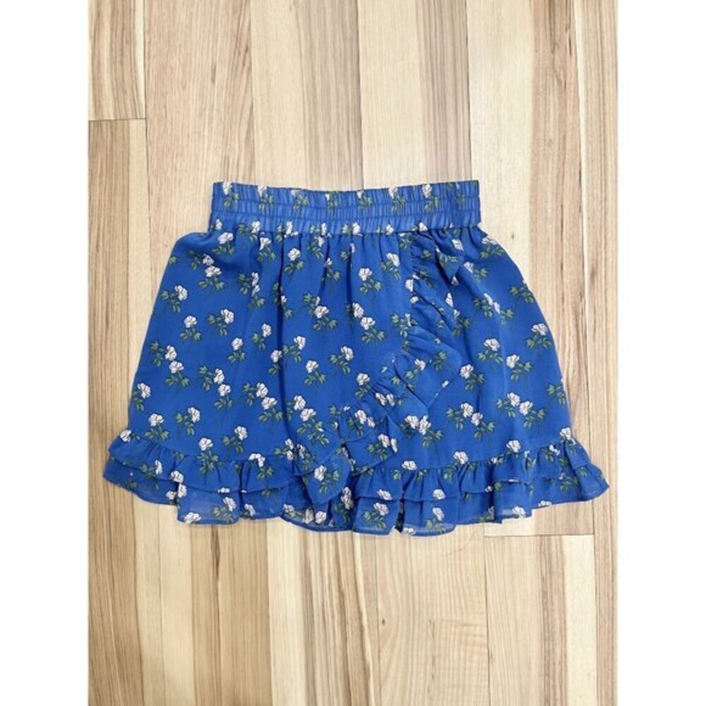 Another Look Floral Ruffle Mini Skirt Size 10  Blue